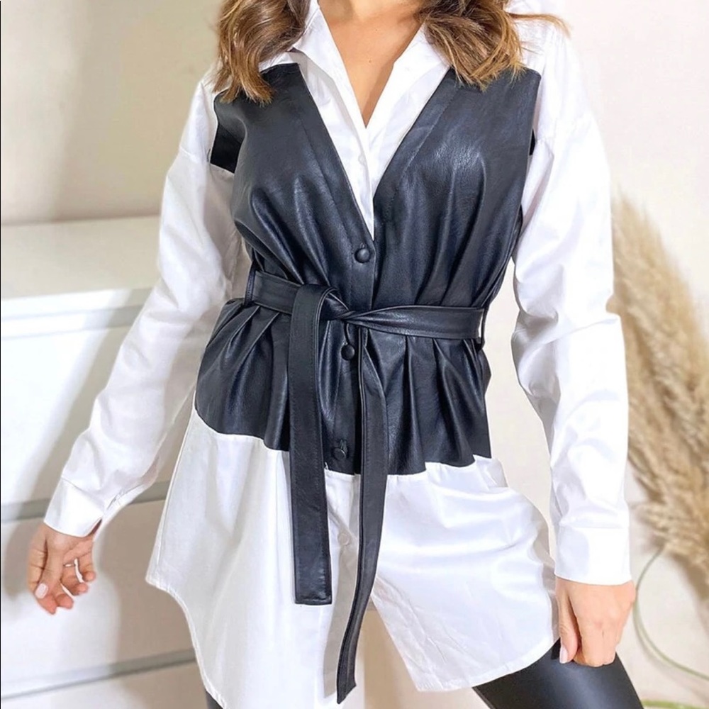 Leatherette Tie-up Shirt